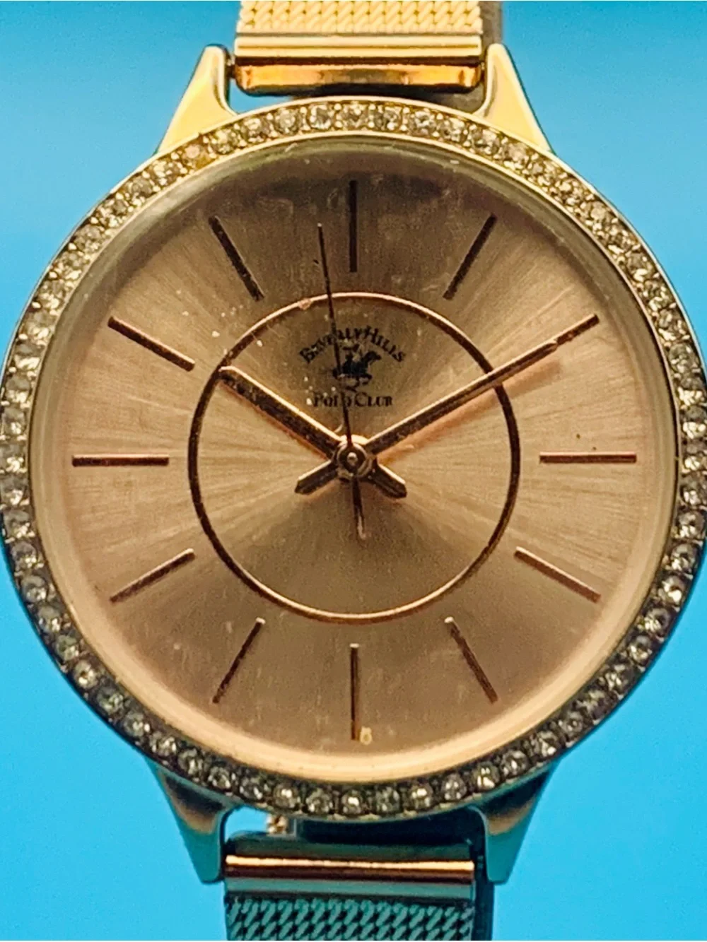 BEVERLY HILLS POLO CLUB Women’s Wristwatch Crystal Accents Working New Battery